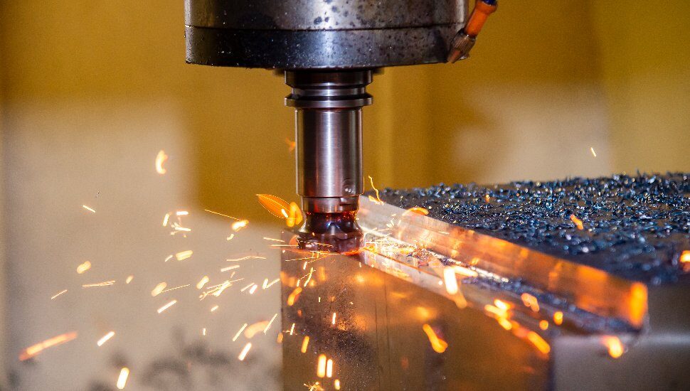 milling maching making sparks