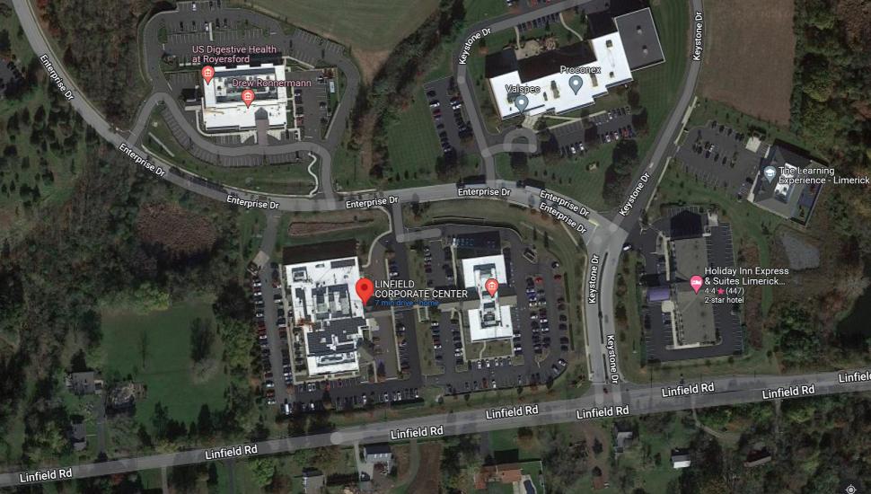 four buildings from above