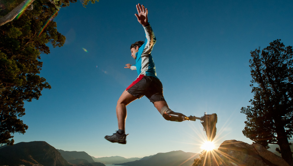 man jumping gap