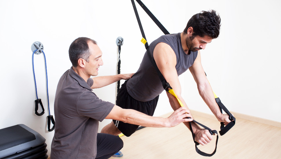 man strengthening arms