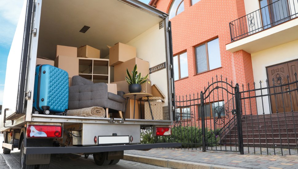 moving truck filled with boxes