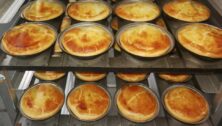 pies in an oven