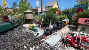 small railroad in a yard