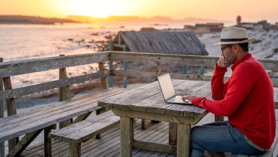 Travel and work remotely at the beach