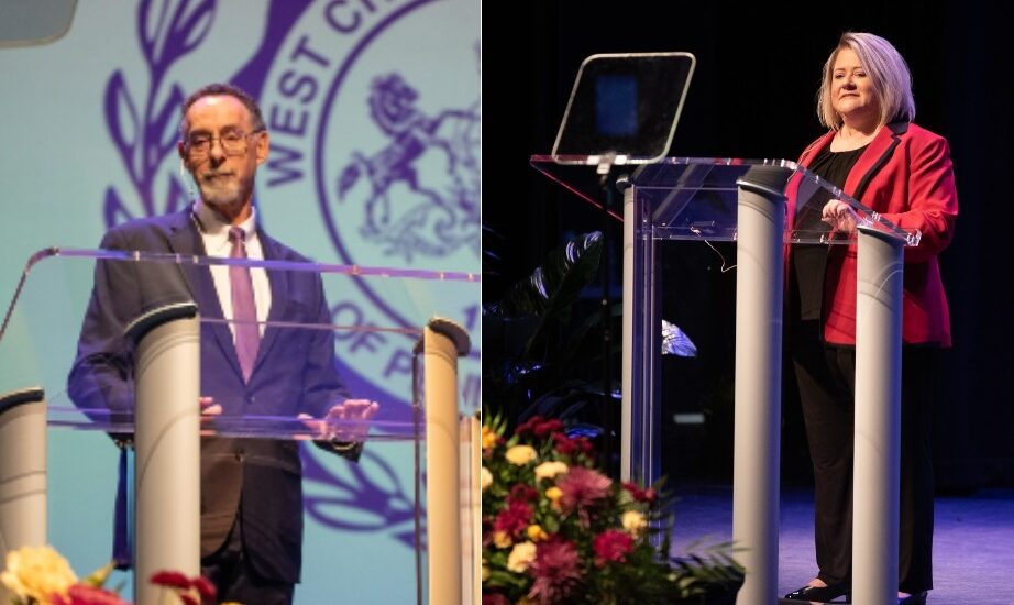 West Chester University President Chris Fiorentino and Executive Vice President and Provost Laurie Bernotsky