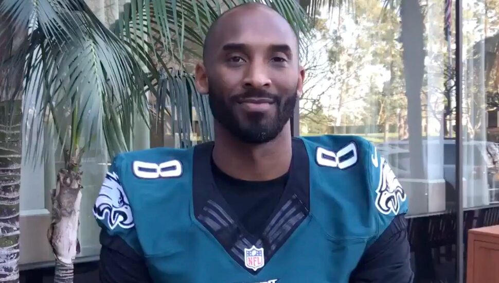 Basetball legend Kobe Bryant donning an Eagle's jersey