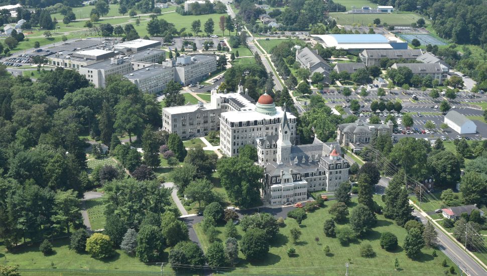 An aerial view of the Neumann University campus