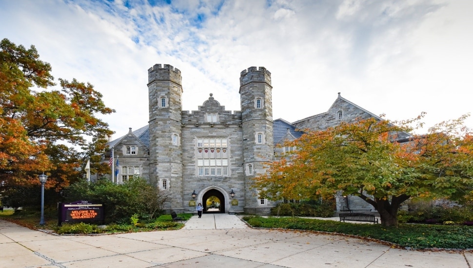 West Chester University campus building castle