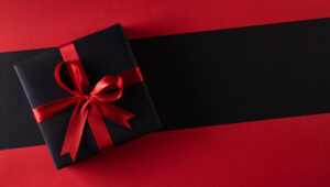 black box with red bow