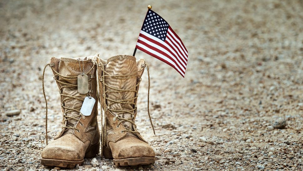 boots and a flag