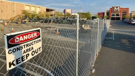 construction fence in a parking lot