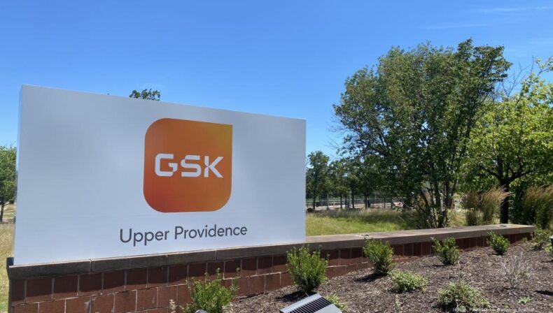 GSK Upper Providence sign in front of campus