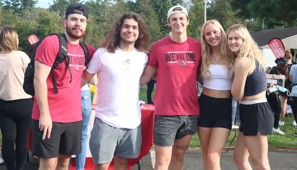students lined up