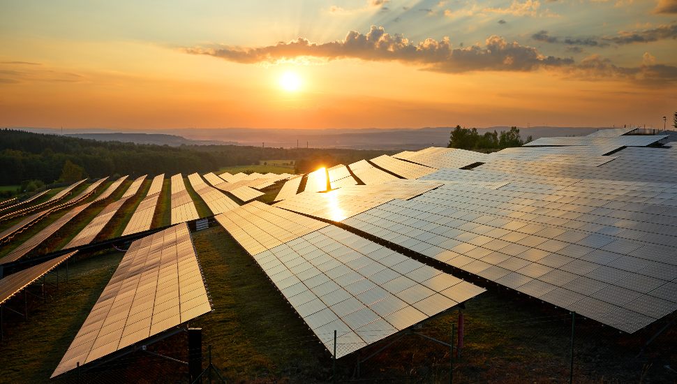 sunset over panels