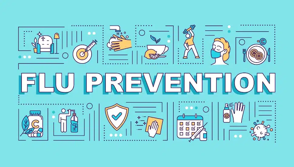 blue sign with flu tips