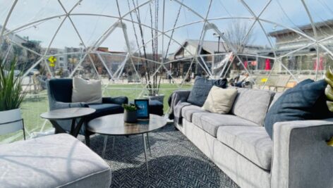 domed covering over outdoor furniture