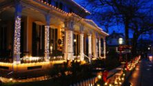 vintage home with Christmas lights