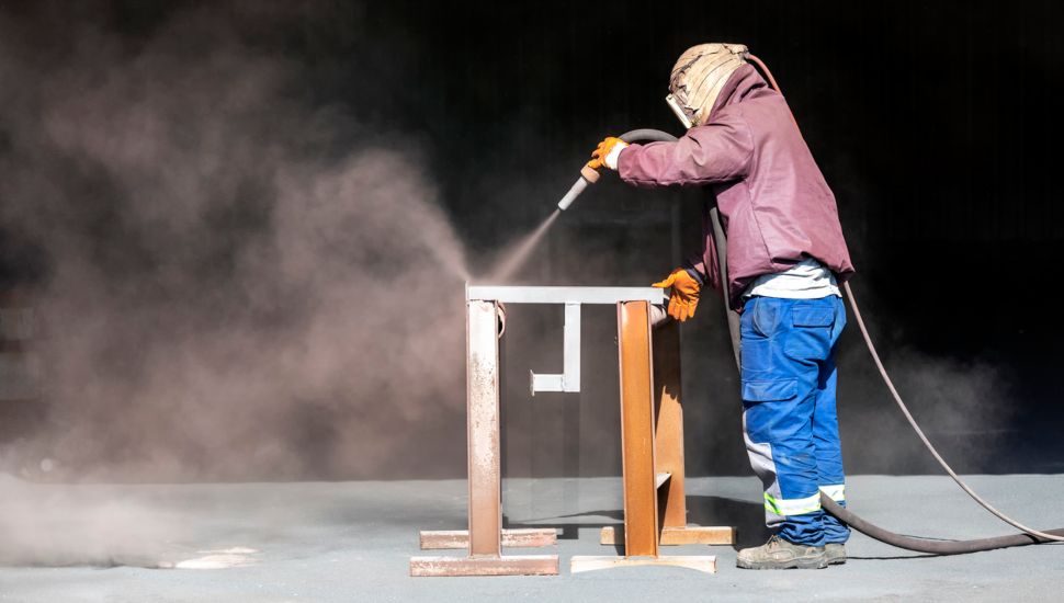 man with hood cleaning a table