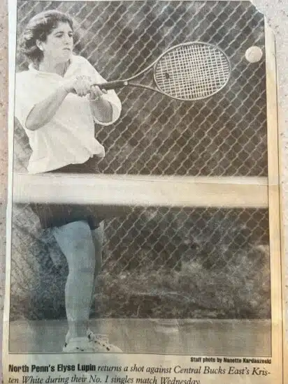 Elyse Lupin playing Tennis for North Penn High School.