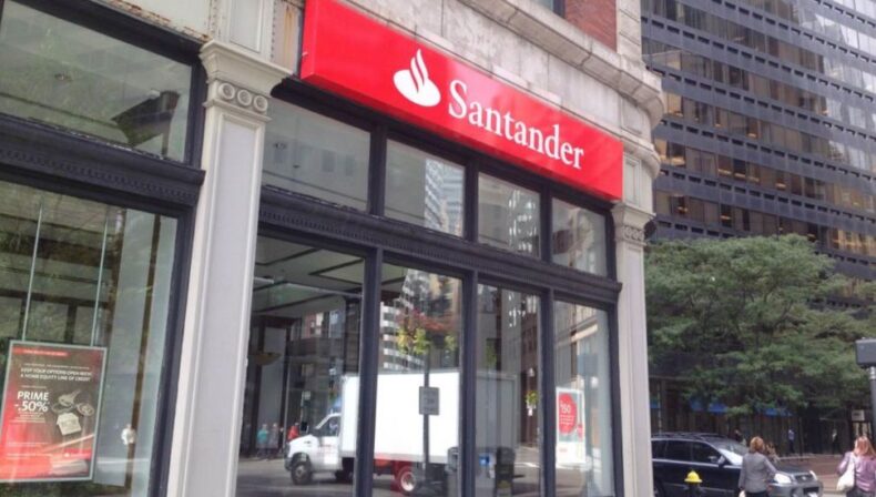 front of a Santander Bank Branch.
