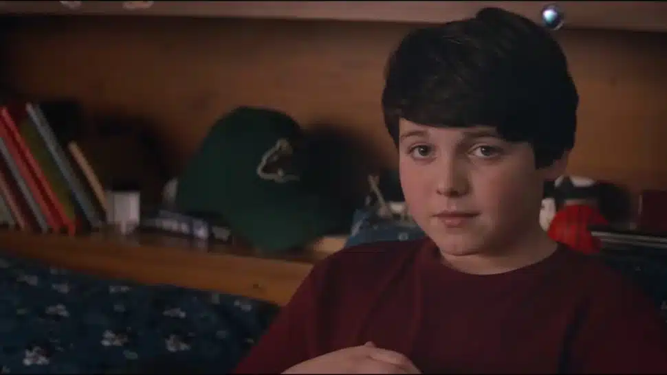 boy in red tee shirt