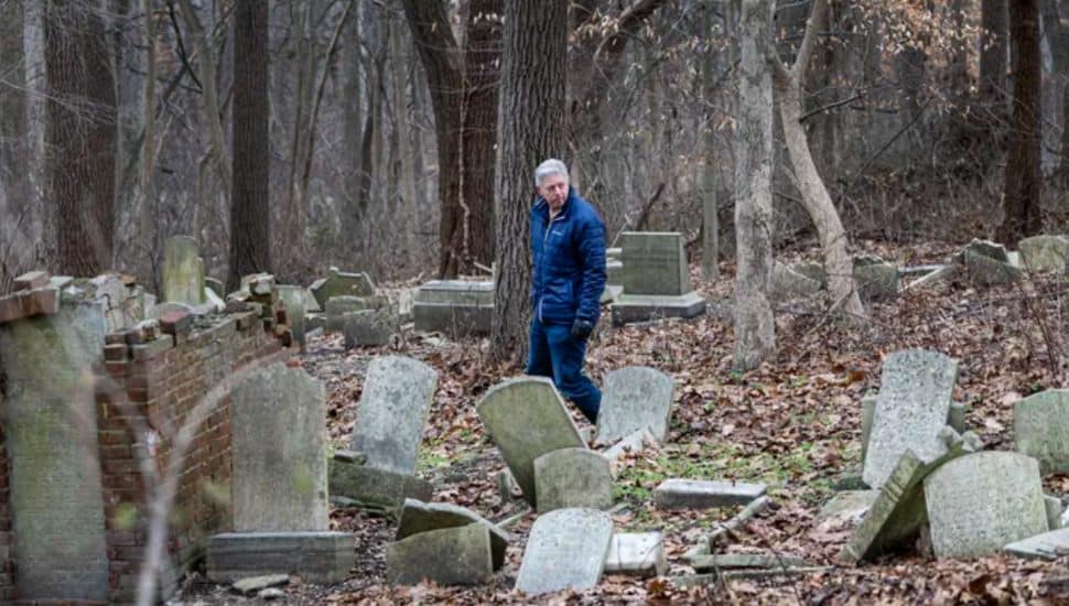 man at Gladwyne Jewish Memorial Cemetery