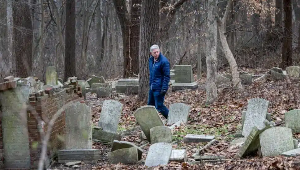 man at Gladwyne Jewish Memorial Cemetery