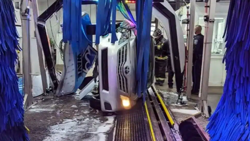 Car caught in car wash