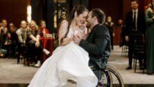 Paralympian and his bride, dancing