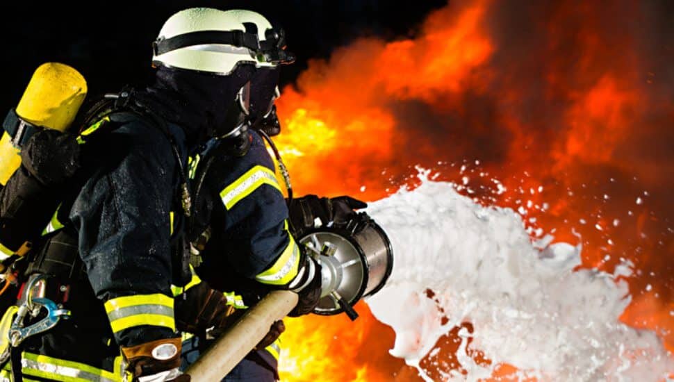 firefighing foam which once contained PFAS chemicals
