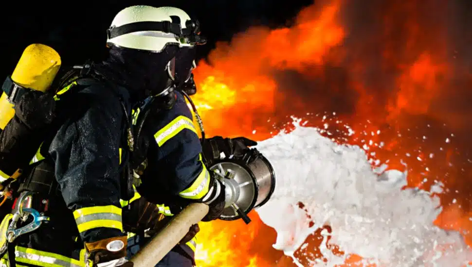 firefighing foam which once contained PFAS chemicals
