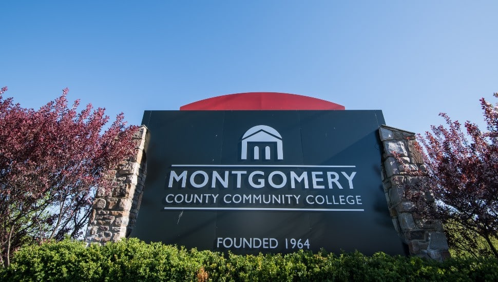 MCCC campus sign on a sunny day.
