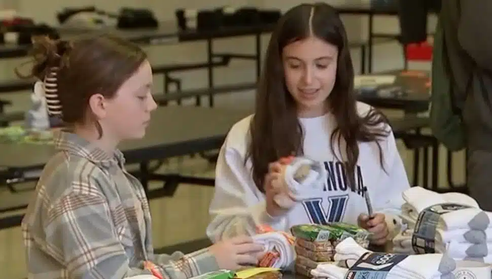 methacton school district students rolling socks