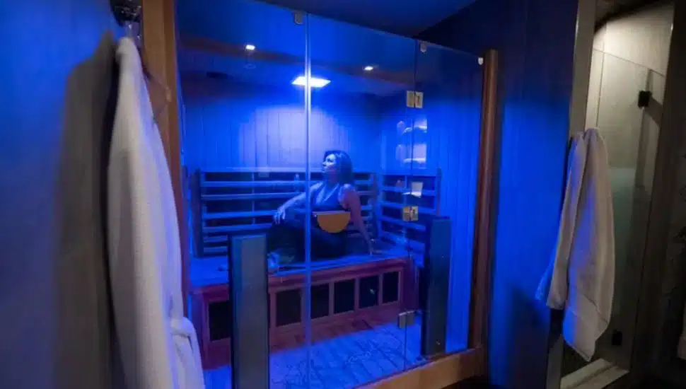 spa in an in-home gym