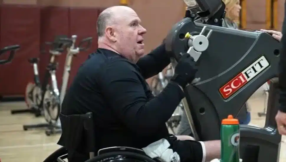 John Curcio using a hand bike