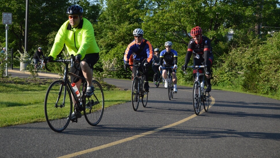 Bikers riding to work in Norristown