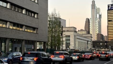 Center City at dusk.