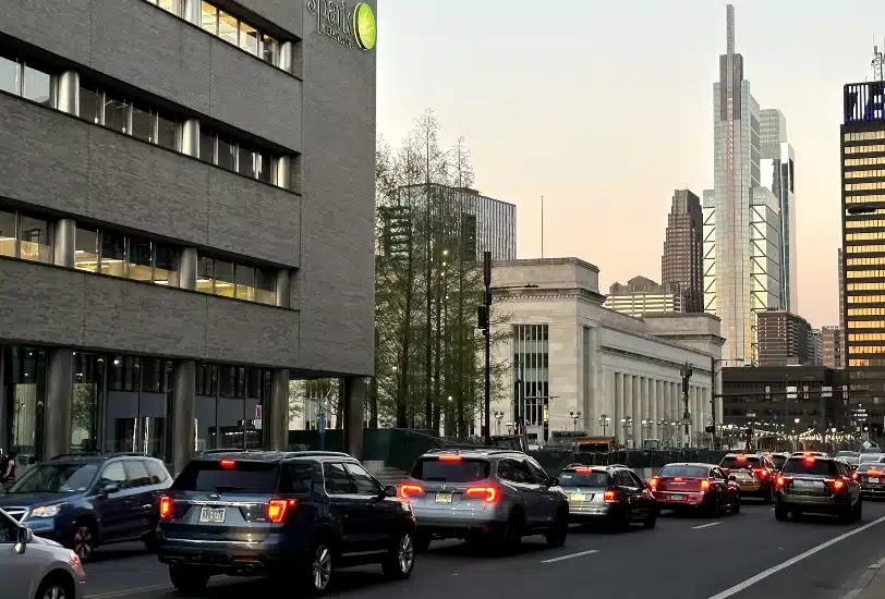 Center City at dusk.