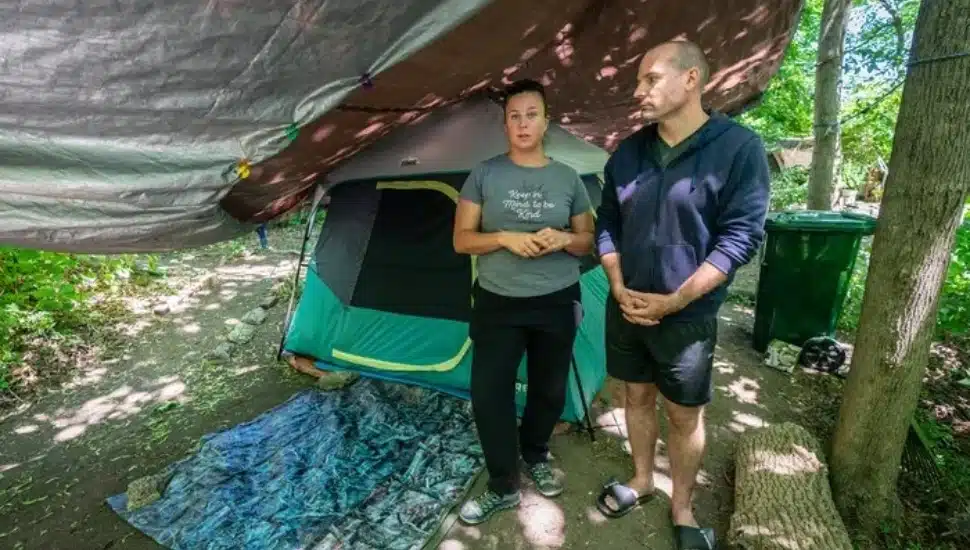 Homeless encampment on PECO property in Norristown.