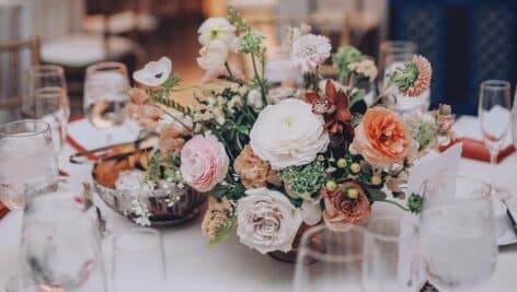 Wedding flower arrangements.