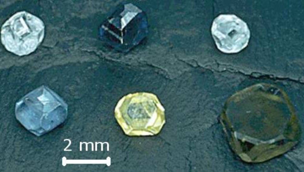 Lab-grown diamonds of various colors.