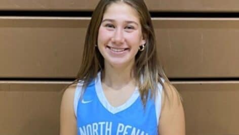 Caleigh Sperling in her North Penn basketball uniform.