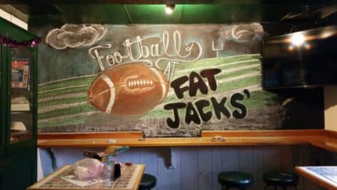The chalkboard at Fat Jacks'.
