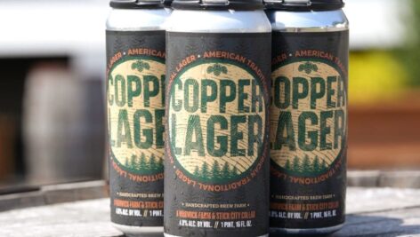 Three cans of Copper Lager.