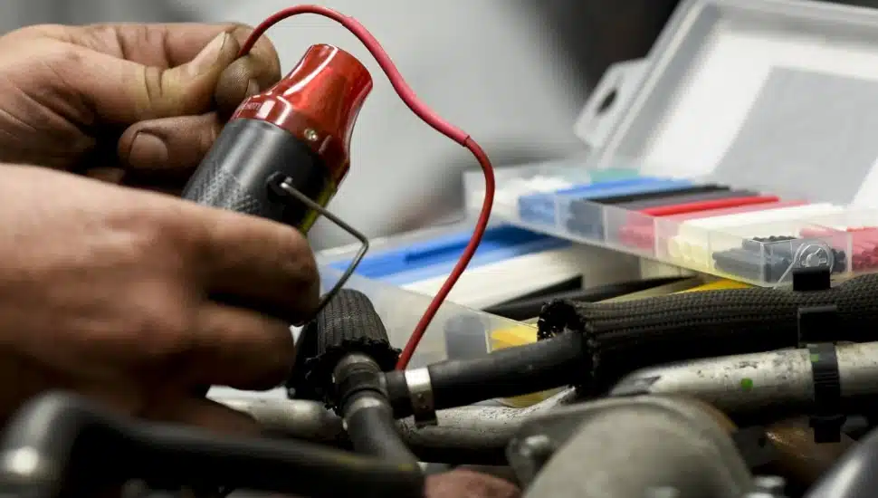 close up of hands holding automotive parts for dorman products.
