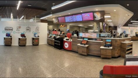 The inside of an experimental digital Wawa store on the Drexel University campus.