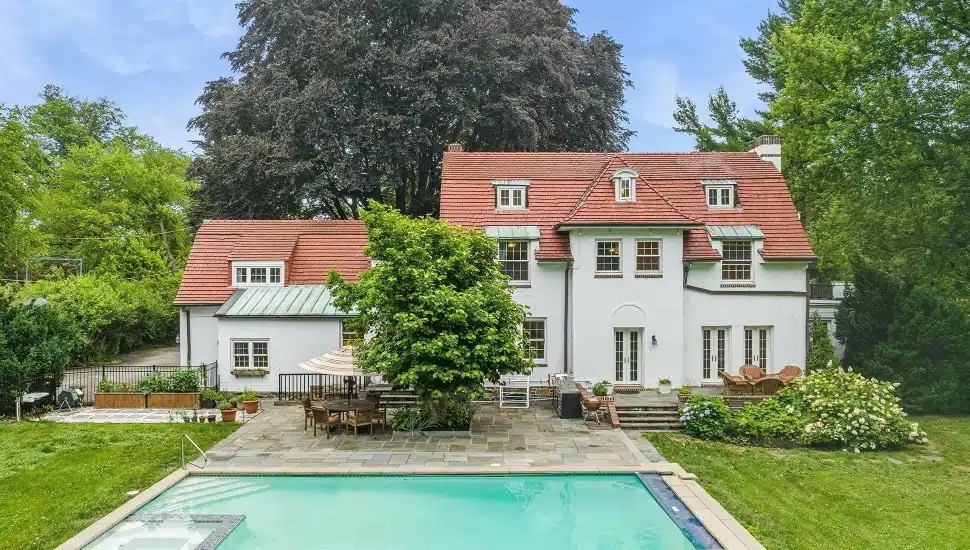 Backyard with pool at 342 E. Lancaster Ave. in Wynnewood.