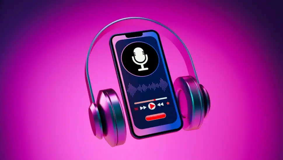 Podcast on smartphone.