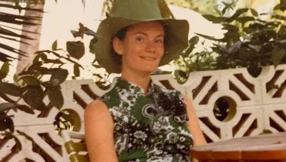 Anne Marie Cusack Fallahnejad on her honeymoon in 1975.