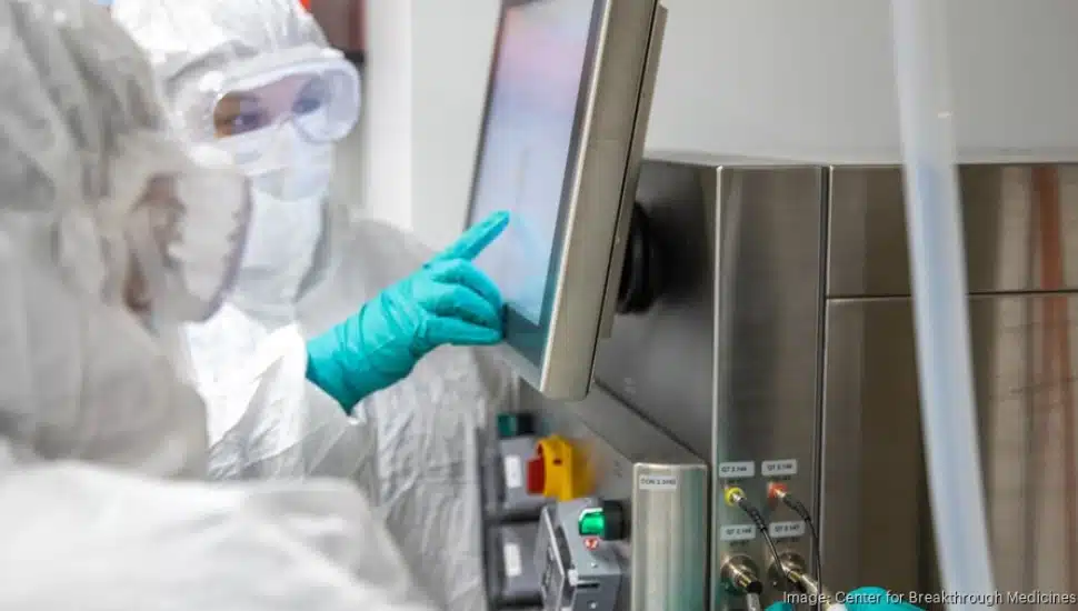 Lab technicians at Center for Breakthrough Medicines.